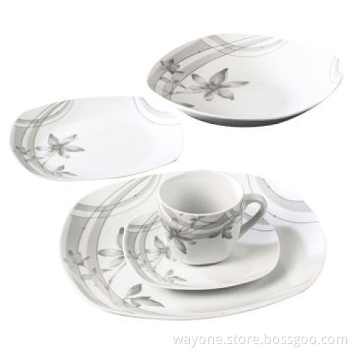 20 Pieces Dinnerware Set in Square Shape and Flower Design, Suitable for Restaurants